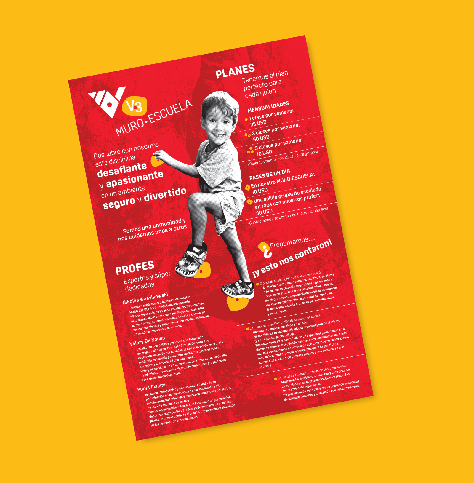 V3-03_1600x1630px diseño de material informativo para muro-escuela de escalada, propusimos una imagen colorida y muy urbana destacando la imagen femenina para incentivar la participación de niñas y muchachas en este deporte