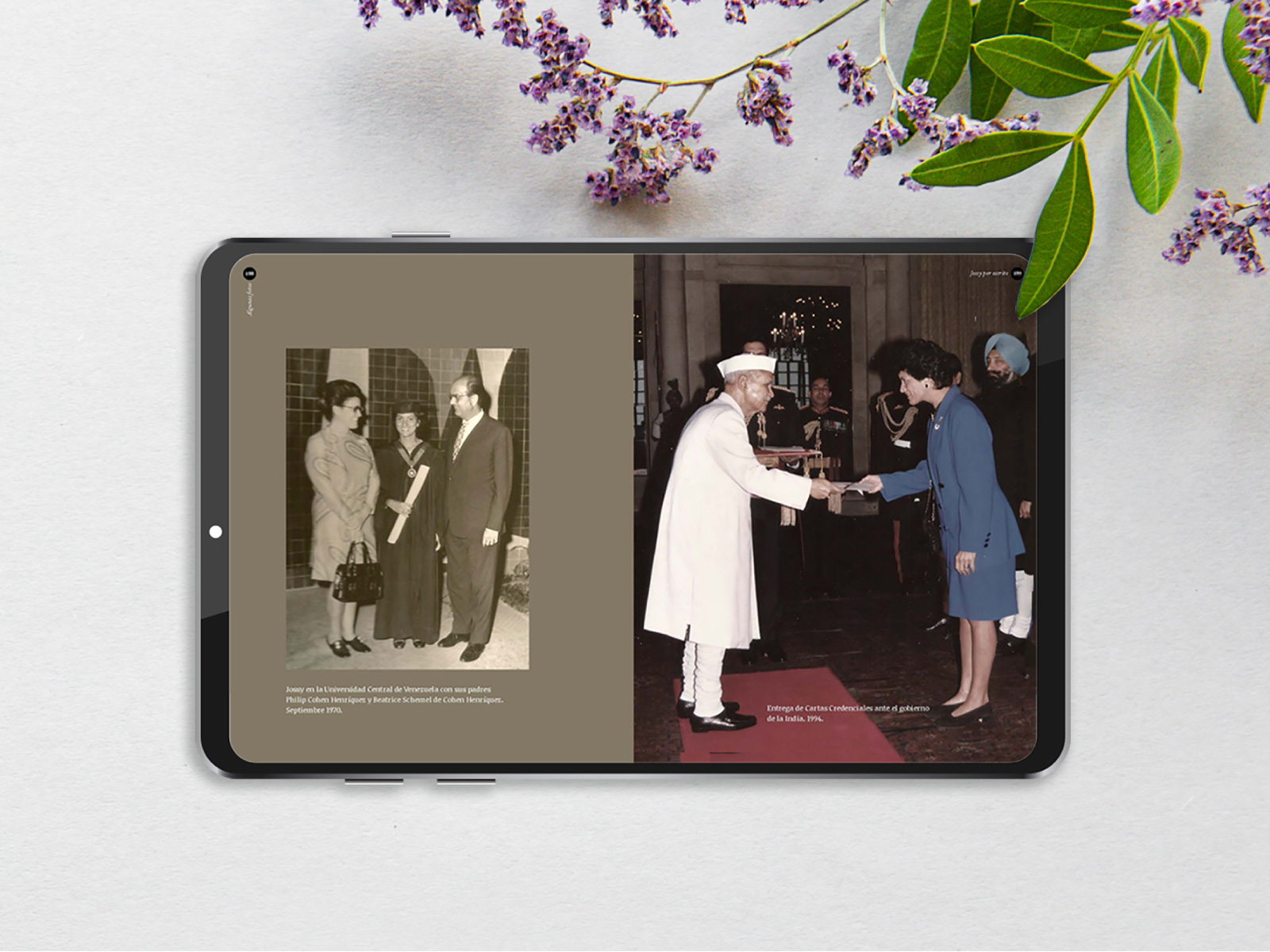 jossy_08_1600x1200px Libro diseñado para ser leído en pantalla con una estructura sencilla de solo 30 líneas de texto por página, con interlineado y márgenes generosos. Compuesto con una tipografía con excelente lectura para pantalla, con minúsculas de ojo grande y con un serif ligeramente cuadrado. Para los titulares, escogimos una tipografía clásica en su versión itálica. Esto nos ayudó a darle un tono femenino y epistolar adecuado al espíritu del libro. Todo complementado con una paleta de color cálida y luminosa.