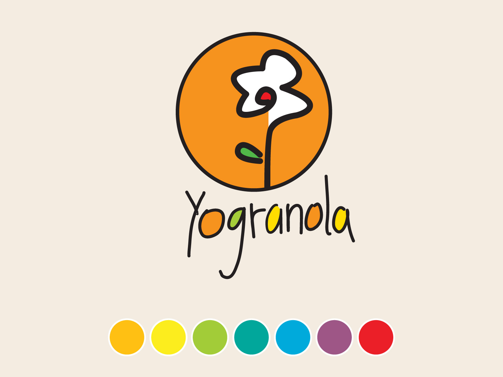 yogranola-01_1600x1200px logotipo yogranola, diseñado con lettering dibujado a mano alzada y paleta de color saturada y vibrante