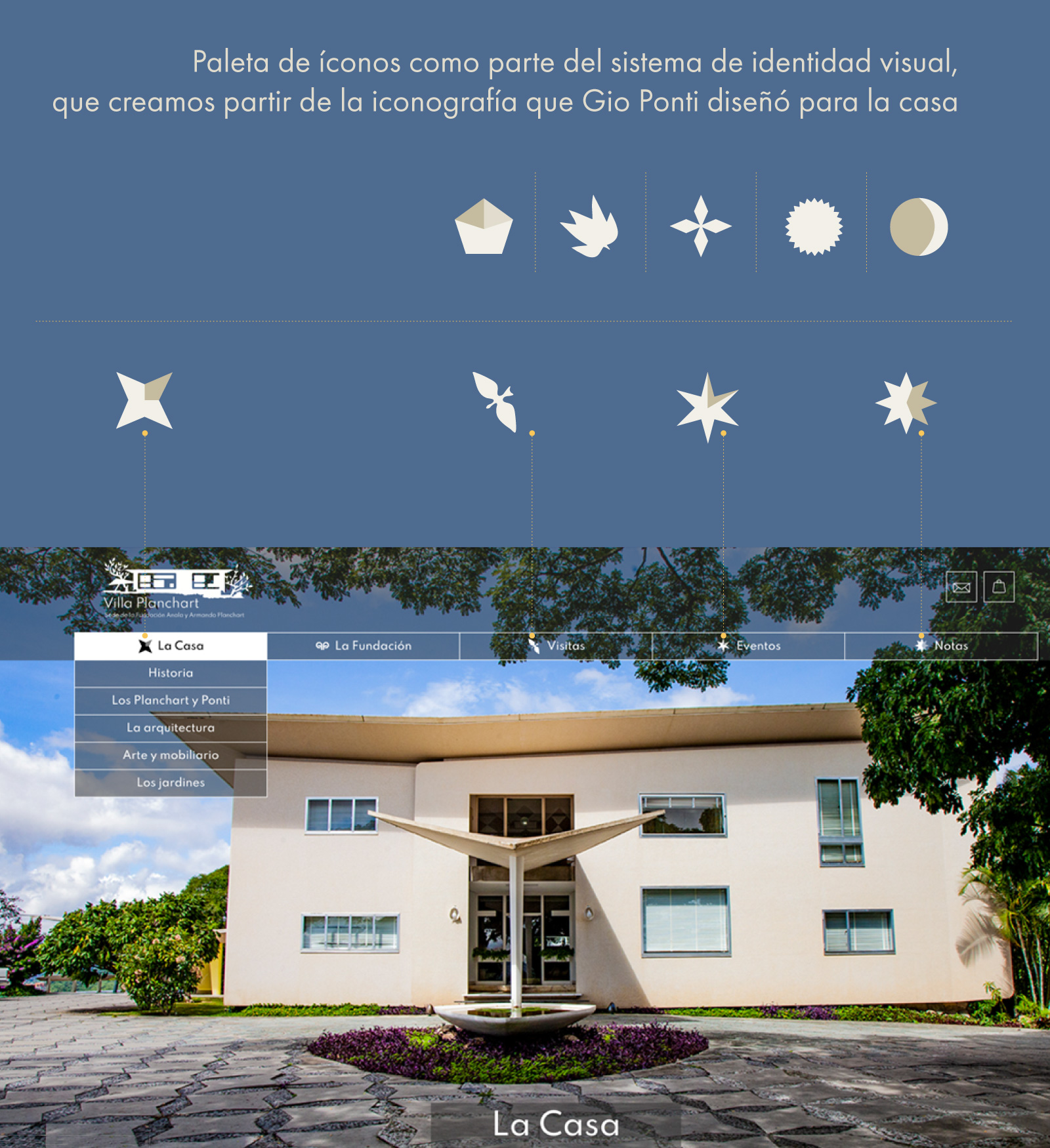 VPwww_06a_1600x1200px diseño de logotipo y sistema de identidad visual para Villa Planchart de Gio Ponti. Diseño de íconos. Manual de lineamientos gráficos, web, infografía. diseño elena terife, Iván González Viso / banda gráfica