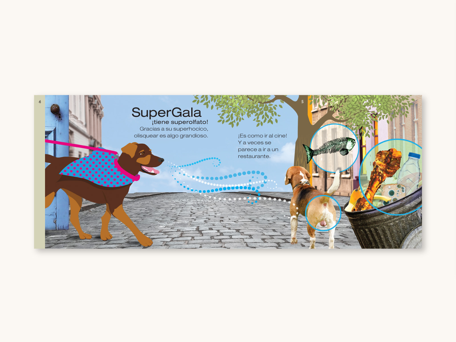 superGala_06_1600x1200px dirección creativa, diagramación, ilustración de libro para niños Súper Gala va de paseo. cyls editores, autora Blanca Strepponi, ilustradoras Ana Black y Elena Terife.